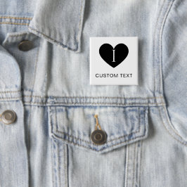 Bóton Quadrado 5.08cm Eu Amo BOTÃO CLÁSSICO COM TEXTO PERSONALIZADO para