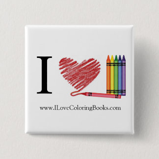 Bóton Quadrado 5.08cm Eu amo colorir o botão