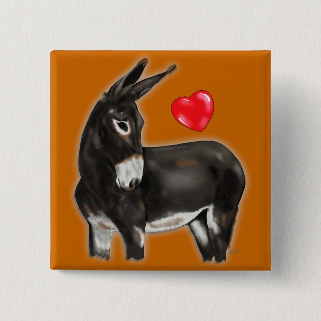 Bóton Quadrado 5.08cm Eu Amo Donkeys Demure Donkey (Frente)