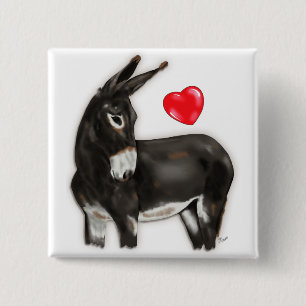 Bóton Quadrado 5.08cm Eu Amo Donkeys Demure Donkey