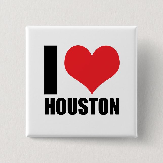 Bóton Quadrado 5.08cm Eu amo Houston (Frente)