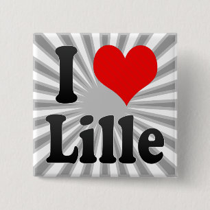 Bóton Quadrado 5.08cm Eu amo Lille, France. J'Ai L'Amour Lille, France