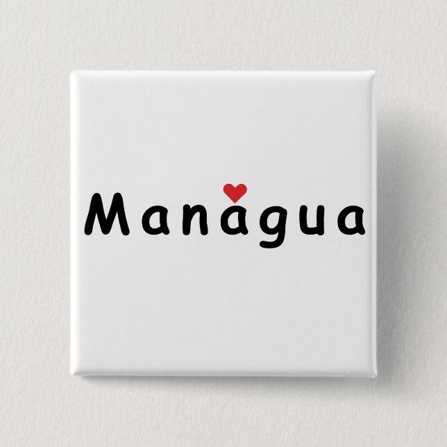 Bóton Quadrado 5.08cm Eu amo Managua (Frente)