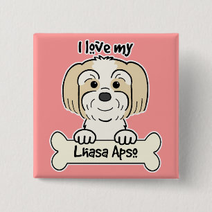 Bóton Quadrado 5.08cm Eu amo meu Lhasa Apso
