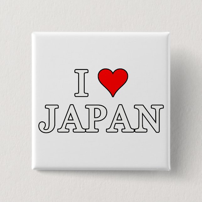 Bóton Quadrado 5.08cm Eu amo o Japão (Frente)