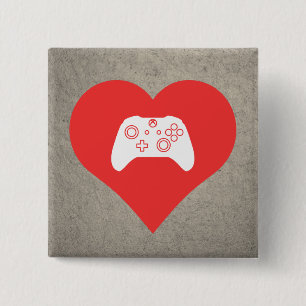 Bóton Quadrado 5.08cm Eu amo o símbolo legal dos controles do jogo de