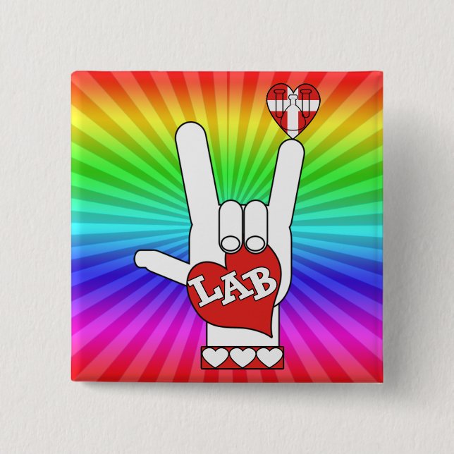 BÓTON QUADRADO 5.08CM EU AMO O SINAL DE LABORATÓRIO (Frente)