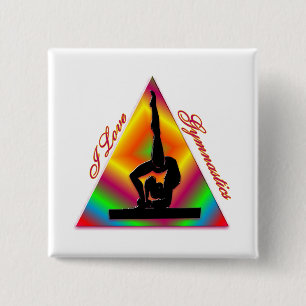 Bóton Quadrado 5.08cm Eu amo o triângulo #4 da ginástica