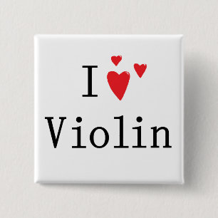 Bóton Quadrado 5.08cm Eu amo o violino