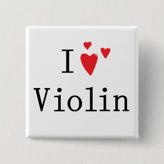 Bóton Quadrado 5.08cm Eu amo o violino