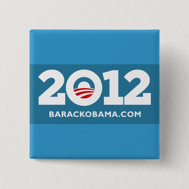 Bóton Quadrado 5.08cm Eu Amo Obama 2012 (Frente)
