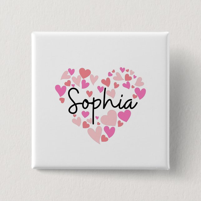 Bóton Quadrado 5.08cm Eu amo Sophia (Frente)