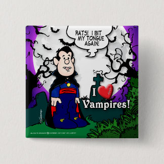 Bóton Quadrado 5.08cm Eu amo vampiros