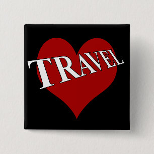 Bóton Quadrado 5.08cm Eu amo viajar