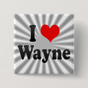 Bóton Quadrado 5.08cm Eu amo Wayne, os Estados Unidos