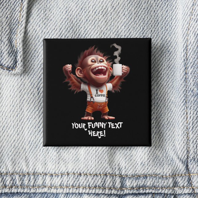 Bóton Quadrado 5.08cm Eu coração café (Criador carregado)