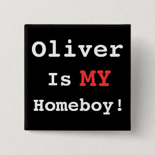 Bóton Quadrado 5.08cm Eu coração Oliver!