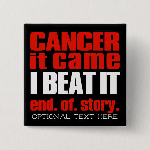 Bóton Quadrado 5.08cm Eu ganho cancer, Cancer livre, Sobrevivente de câ