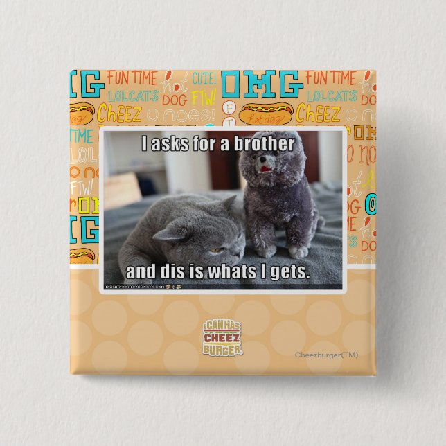 Bóton Quadrado 5.08cm Eu peço um irmão (Frente)