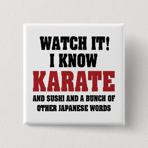 Bóton Quadrado 5.08cm Eu Sei Karate! E Sushi E Outras Palavras Japonesas