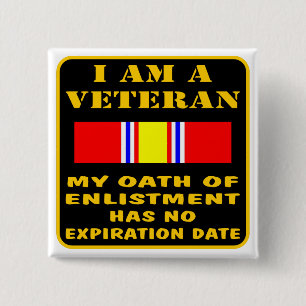 Bóton Quadrado 5.08cm Eu Sou Um Veterano Meu Juramento De Inscrição N