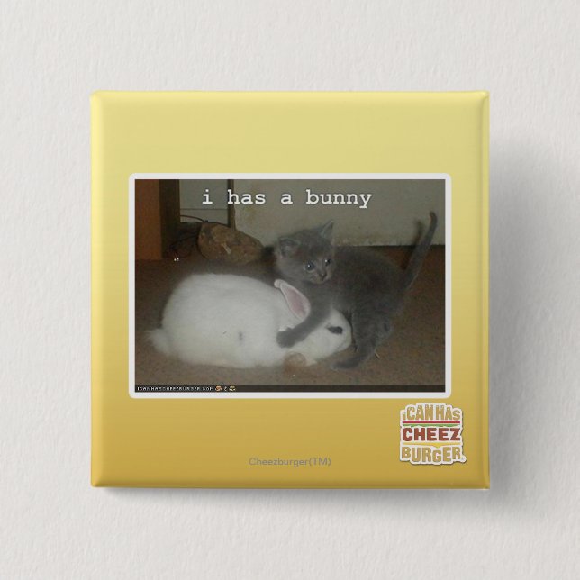 Bóton Quadrado 5.08cm Eu tenho um coelho (Frente)