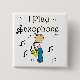 Bóton Quadrado 5.08cm Eu To Co Saxofone Camisetas e Presentes de Figura