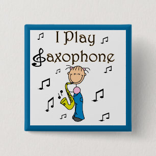 Bóton Quadrado 5.08cm Eu To Co Saxofone Camisetas e Presentes de Figura