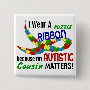 Bóton Quadrado 5.08cm Eu visto a fita do quebra-cabeça para meu AUTISMO