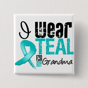 Bóton Quadrado 5.08cm Eu Visto Fita Teal Para Minha Avó