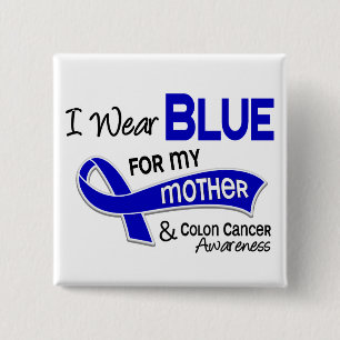Bóton Quadrado 5.08cm Eu visto o azul para meu cancro do cólon da mãe