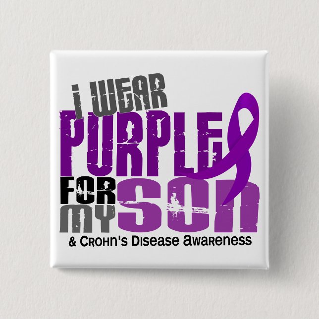 Bóton Quadrado 5.08cm Eu visto o roxo para minha doença de Crohn do (Frente)