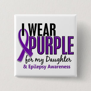 Bóton Quadrado 5.08cm Eu visto o roxo para minha epilepsia da filha 10