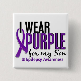 Bóton Quadrado 5.08cm Eu visto o roxo para minha epilepsia do filho 10