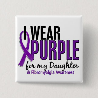 Bóton Quadrado 5.08cm Eu visto o roxo para minha fibromialgia da filha