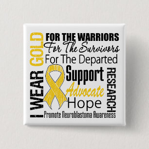 Bóton Quadrado 5.08cm Eu visto o tributo Neuroblastoma da colagem da