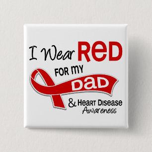 Bóton Quadrado 5.08cm Eu visto o vermelho para minha doença cardíaca do