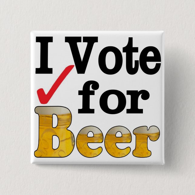 Bóton Quadrado 5.08cm Eu Voto na Cerveja (Frente)