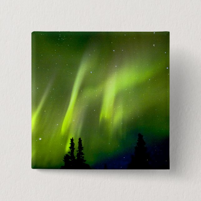Bóton Quadrado 5.08cm EUA, Alasca, Chena Hot Springs. Aurora 3 (Frente)