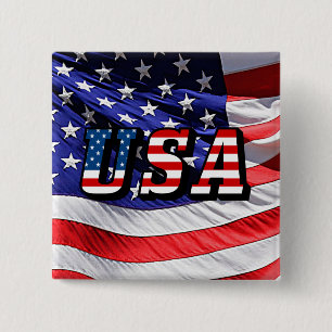 Bóton Quadrado 5.08cm EUA - Bandeira Americana