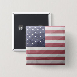 Bóton Quadrado 5.08cm EUA bandeira Red White Blue América Malha Geométri