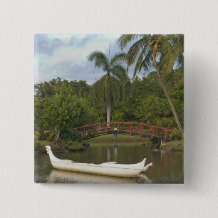 Bóton Quadrado 5.08cm EUA, Havaí, Kauai, Jardim de Luau da Família Smith