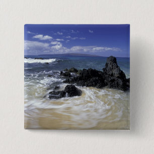 Bóton Quadrado 5.08cm EUA, Havaí, Maui, Maui, Praia Makena, Surf on