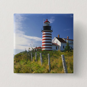 Bóton Quadrado 5.08cm EUA, Maine, Lubec. Farol West Quoddy Head