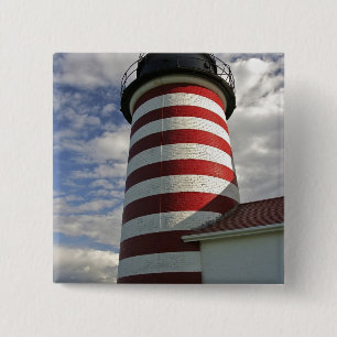 Bóton Quadrado 5.08cm EUA, Maine, Lubec. Farol West Quoddy Head