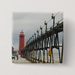 Bóton Quadrado 5.08cm EUA, Michigan, Costa do Lago Michigan, Grand Haven