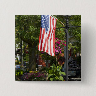 Bóton Quadrado 5.08cm EUA, Nova York, Lewiston. Bandeira americana anexa