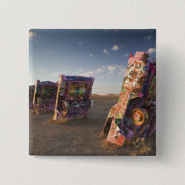 Bóton Quadrado 5.08cm EUA, TEXAS, PanhandArea, Amarillo: Cadillac 2 (Frente)