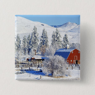 Bóton Quadrado 5.08cm EUA, Washington, Methow Valley, Celeiros em