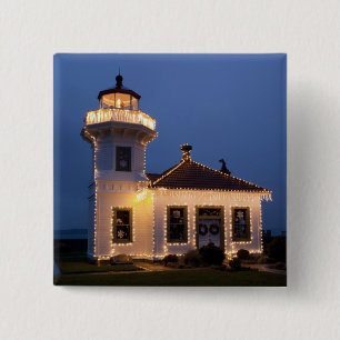 Bóton Quadrado 5.08cm EUA, Washington, Mukilteo. Farol de Mukilteo